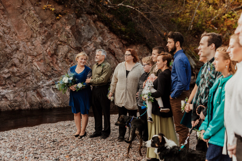 elopement ceremony portrait of the couple's closest family and friends 